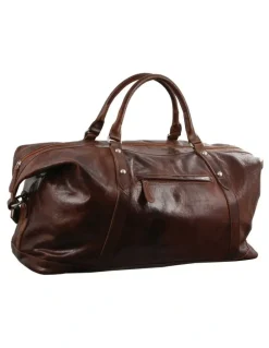 PIERRE CARDIN Pierre Cardin Genuine Leather Rustic Overnight Bag in Cognac