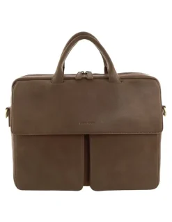 PIERRE CARDIN Pierre Cardin Leather Classic Messenger/Computer Bag in Oak