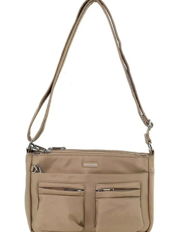 PIERRE CARDIN Pierre Cardin Nylon Anti-Theft Crossbody Bag in Camel
