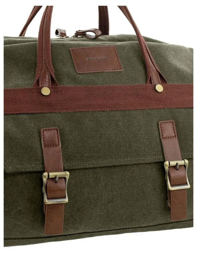 PIERRE CARDIN Pierre Cardin Nomadic Canvas Overnight Bag in Brown