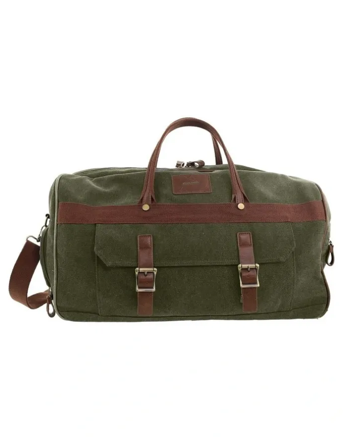 PIERRE CARDIN Pierre Cardin Nomadic Canvas Overnight Bag in Brown