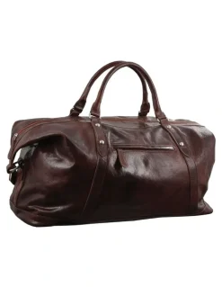 PIERRE CARDIN Pierre Cardin Rustic Genuine Leather Overnight Bag in Chocolate