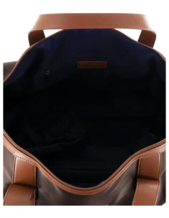 PIERRE CARDIN Pierre Cardin 2-Tone Lite Overnight Bag in Chocolate