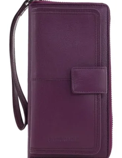 PIERRE CARDIN Pierre Cardin Zip Around Leather Wristlet Wallet in Wine