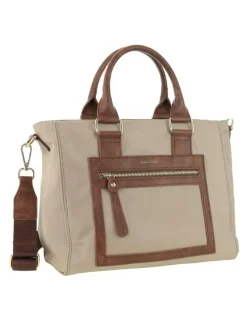 PIERRE CARDIN RFID Anti-Theft Nylon Mini Tote with Crossbody in Camel
