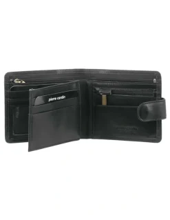 PIERRE CARDIN Rustic Leather Wallet in Black