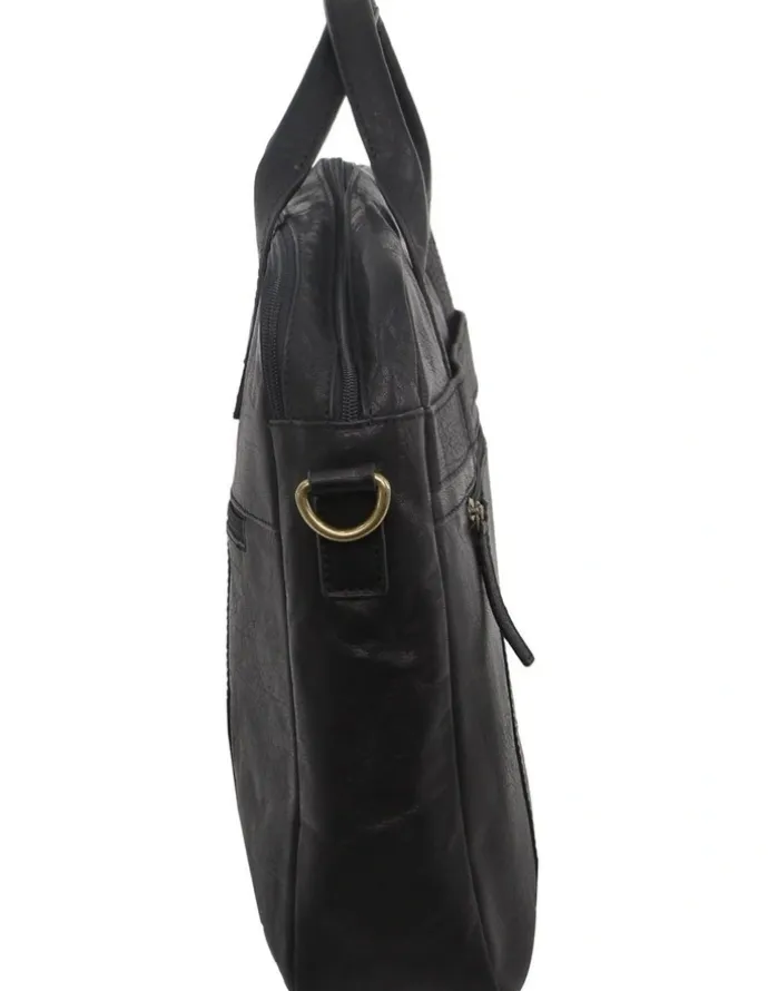 PIERRE CARDIN Rustic Leather Toiletry Bag in Cognac