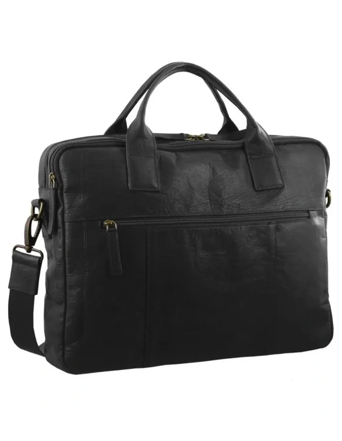 PIERRE CARDIN Rustic Leather Toiletry Bag in Cognac