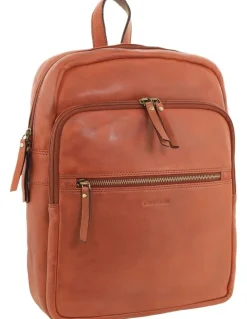 PIERRE CARDIN Vintage Leather Laptop Backpack in Cognac