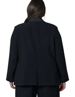 Pink Dusk by Curve Project Fired Up Satin Trim Blazer