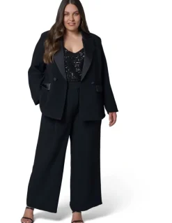 Pink Dusk by Curve Project Fired Up Satin Trim Blazer