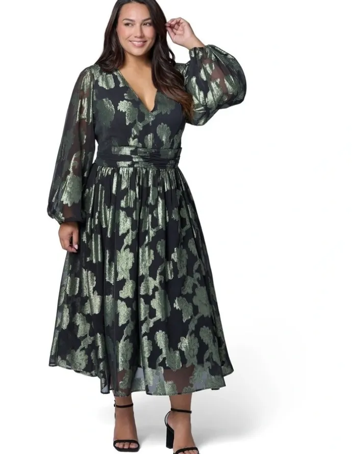 Pink Dusk by Curve Project Secrets Metallic Maxi Dress
