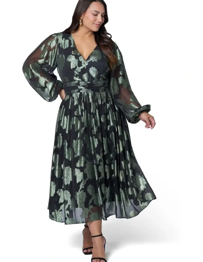 Pink Dusk by Curve Project Secrets Metallic Maxi Dress