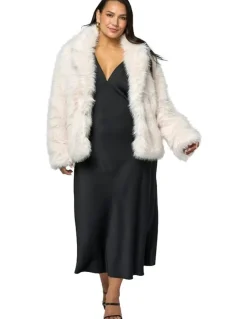Pink Dusk by Curve Project Seductive Charm Fur Coat in Beige