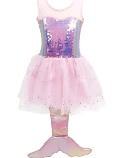 Pink Poppy Mermaid Dress With Tail in Pink