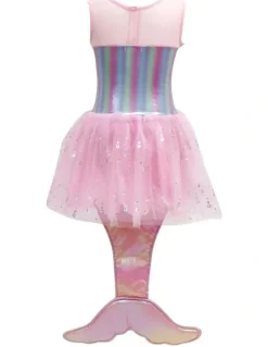 Pink Poppy Mermaid Dress With Tail in Pink