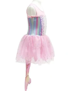Pink Poppy Mermaid Dress With Tail in Pink