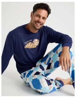 PJ Club Cosy Knit Pyjama Set in Poppaccino Print