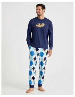 PJ Club Cosy Knit Pyjama Set in Poppaccino Print