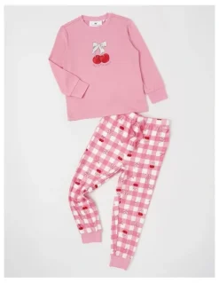 PJ Club PJ Club Cosy Knit Cherry Pyjama in Pink