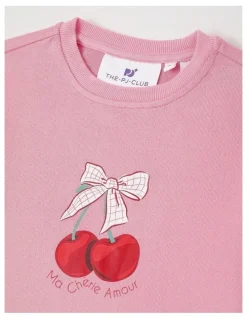 PJ Club PJ Club Cosy Knit Cherry Pyjama in Pink