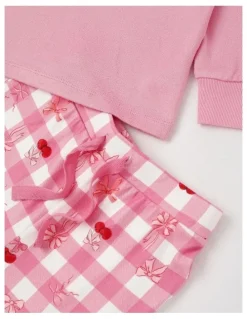 PJ Club PJ Club Cosy Knit Cherry Pyjama in Pink