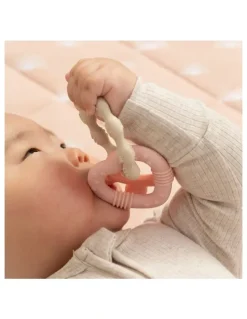 Playground Silicone Bunny Teether in Pink
