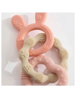 Playground Silicone Bunny Teether in Pink