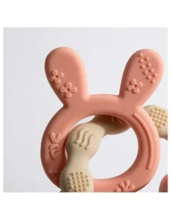 Playground Silicone Bunny Teether in Pink