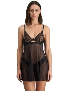 Pleasure State Ava Rose Babydoll in Black