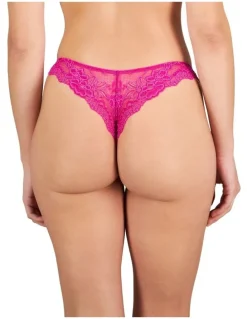 Pleasure State My Fit Lace Thong in Fantasy Fuchsia