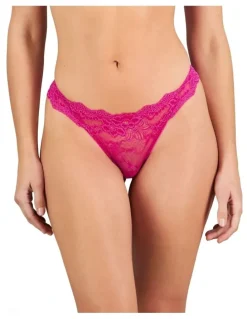 Pleasure State My Fit Lace Thong in Fantasy Fuchsia