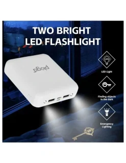 plugd Fast Charge Power Bank With 4 Built-In Cables And LED Lights 5000MAH