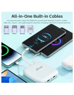 plugd Fast Charge Power Bank With 4 Built-In Cables And LED Lights 5000MAH