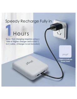plugd Fast Charge Power Bank With 4 Built-In Cables And LED Lights 5000MAH