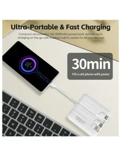 plugd Fast Charge Power Bank With 4 Built-In Cables And LED Lights 5000MAH