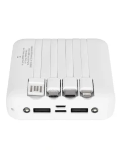 plugd Fast Charge Power Bank With 4 Built-In Cables And LED Lights 5000MAH