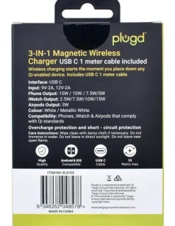 plugd Wireless Qi Fast Charging Foldable Station for Apple Mag Safe 15W in White