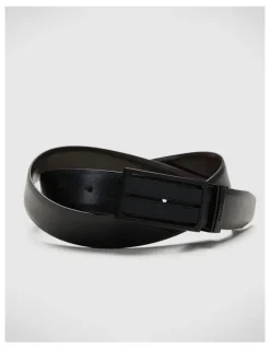 Politix Dress Belt With Shield Buckle in Black/brown