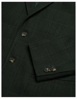 Politix Lawson Windowpane Check Blazer in Dk Khaki