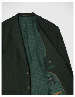 Politix Lawson Windowpane Check Blazer in Dk Khaki