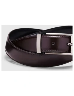 Politix Reversible Leather Belt in Black/brown