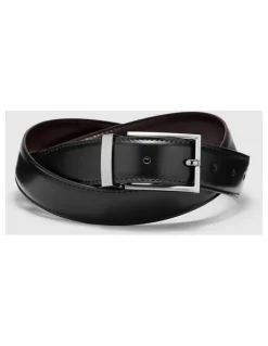 Politix Reversible Leather Belt in Black/brown