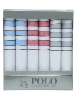 Polo Handkerchiefs 6 Pack in White/Multi