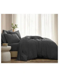 Private Collection Bamboo Linen Quilt Cover Set in in Charcoal