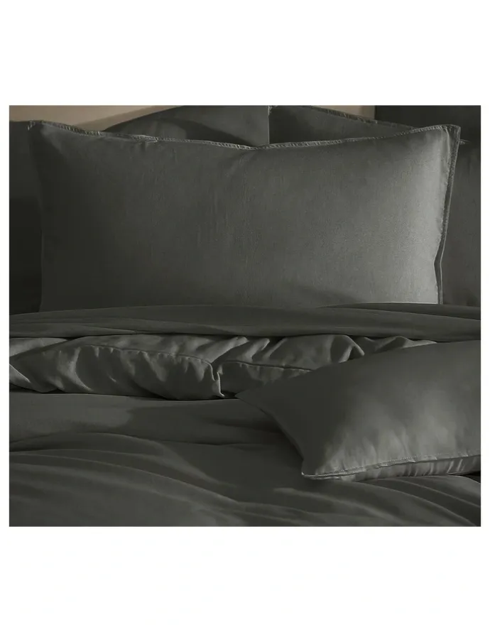 Private Collection Bamboo Linen Quilt Cover Set in in Charcoal