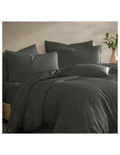 Private Collection Bamboo Linen Quilt Cover Set in in Charcoal