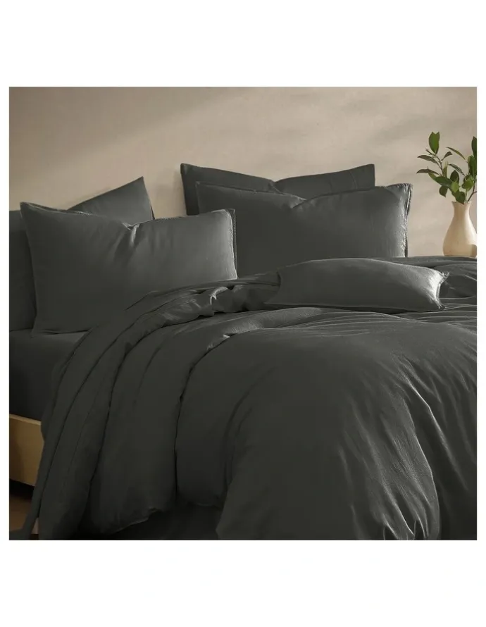 Private Collection Bamboo Linen Quilt Cover Set in in Charcoal