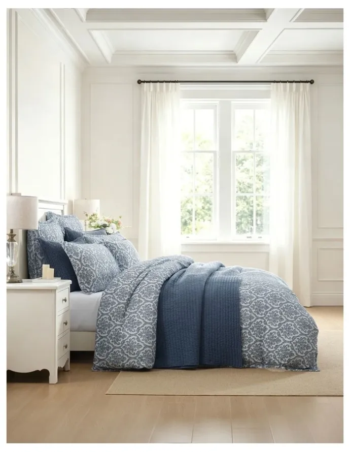 Private Collection Theodora Quilt Cover Set in Petrol