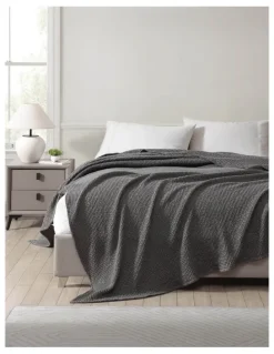 Private Collection Urban Waffle Blanket in Charcoal
